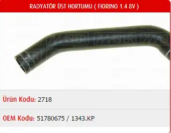 MASTER M2718 Radyatör Üst Hortumu 51780675 resmi