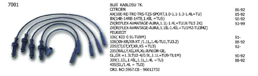 ÜNÜVAR 7001 Buji Kablosu resmi