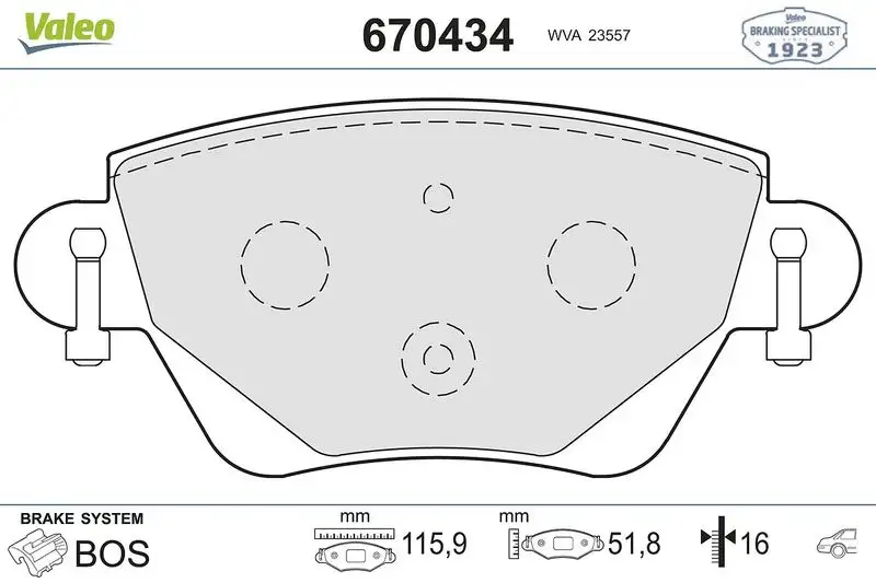 VALEO 670434 Arka Fren Balatası resmi