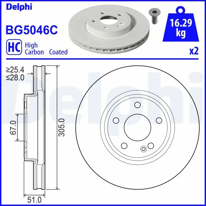 DELPHI BG5046C Ön Fren Diski A2474210412 resmi