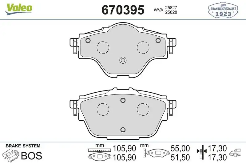VALEO 670395 Arka Fren Balatası resmi