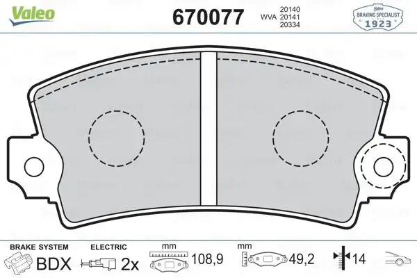 VALEO 670077 Ön Fren Balatası resmi