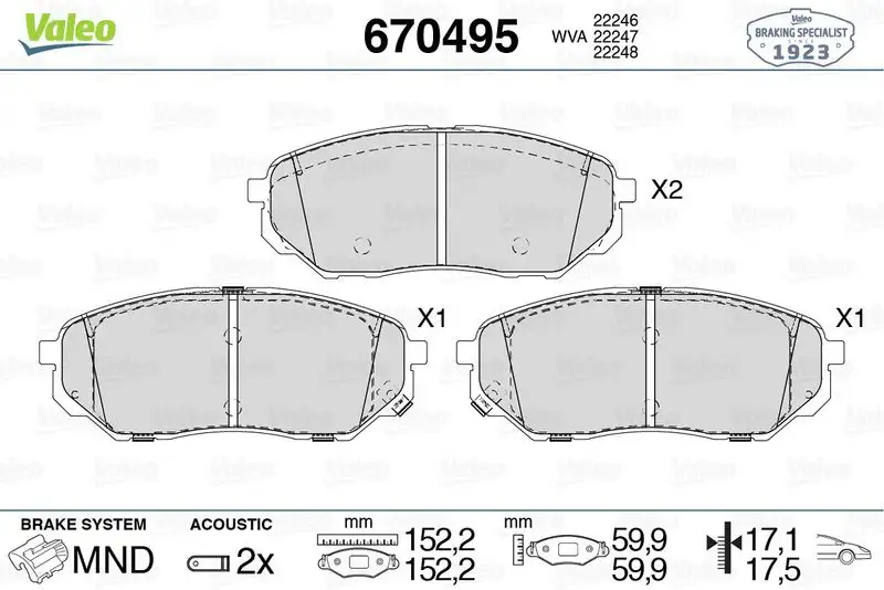 VALEO 670495 Ön Fren Balatası resmi