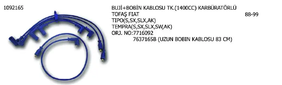 ÜNÜVAR 1092165 Buji Kablosu 7716092 resmi