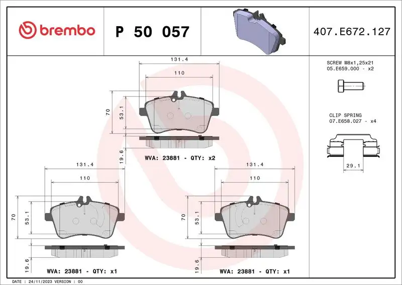 BREMBO P50057 Ön Fren Balatası resmi