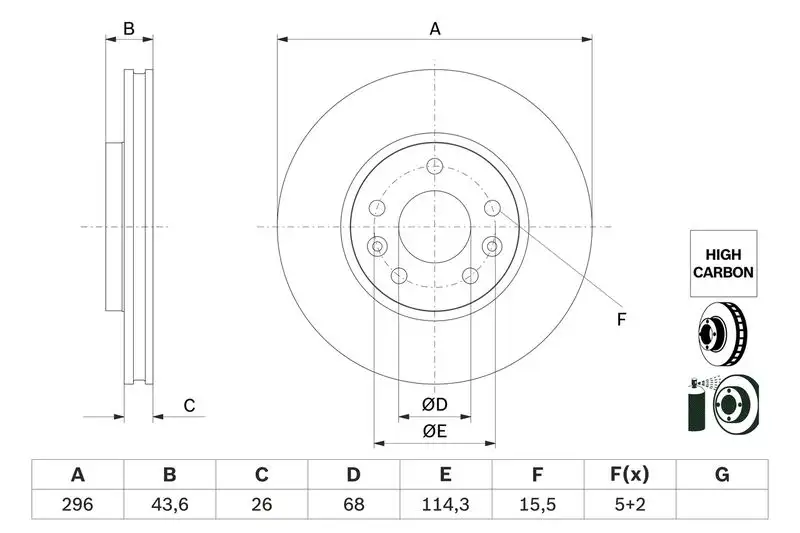 BOSCH 0986479F05 Ön Fren Diski resmi