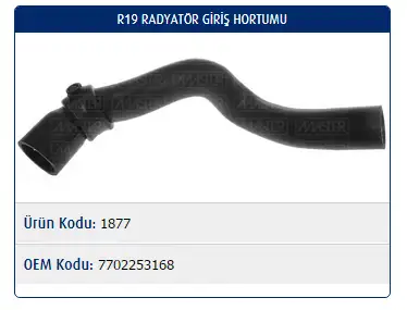 MASTER M1877 Radyatör Üst Hortumu 7702253168 resmi