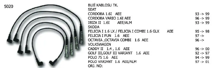 ÜNÜVAR 5020 Buji Kablosu resmi