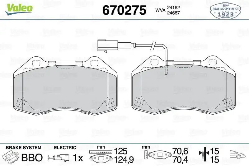 VALEO 670275 Ön Fren Balatası resmi