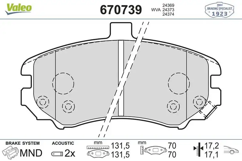 VALEO 670739 Ön Fren Balatası 581012DA50 resmi