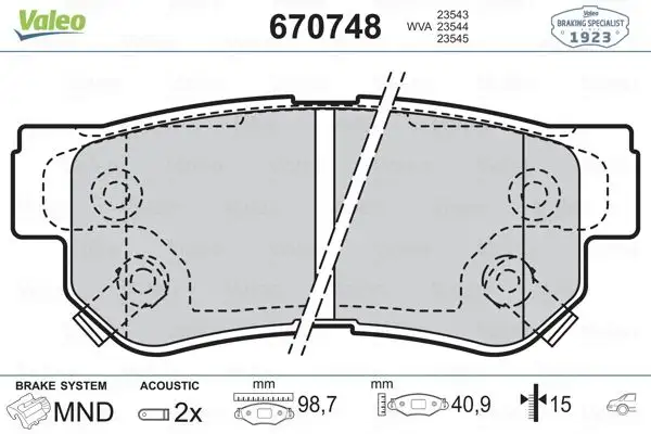 VALEO 670748 Arka Fren Balatası resmi