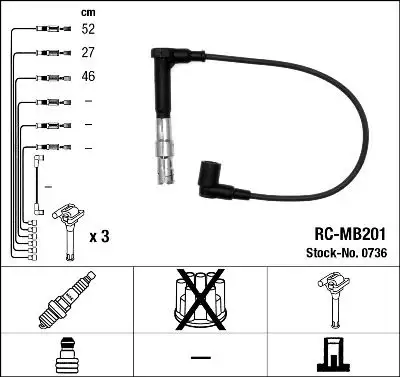 NGK 0736 (RCMB201) Buji Kablosu resmi