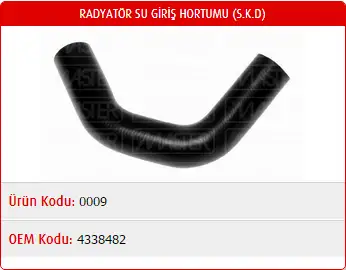 MASTER M0009 Radyatör Üst Hortumu 4338482 resmi
