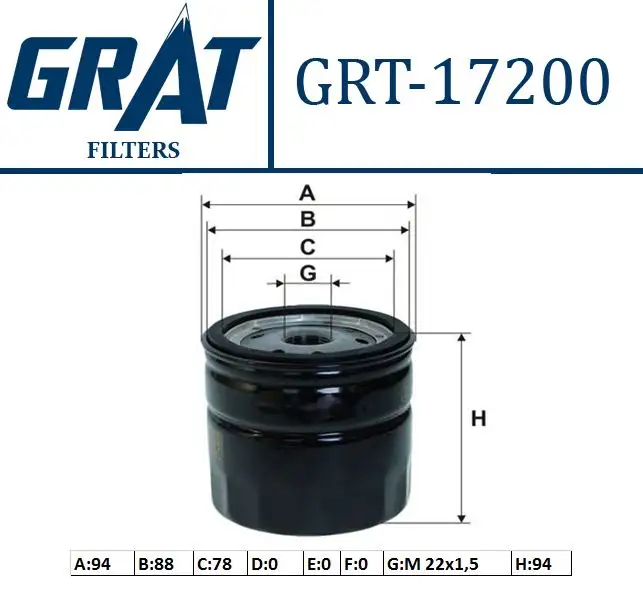 GRAT 17200 Yağ Filtresi 4M5Q6714BA resmi