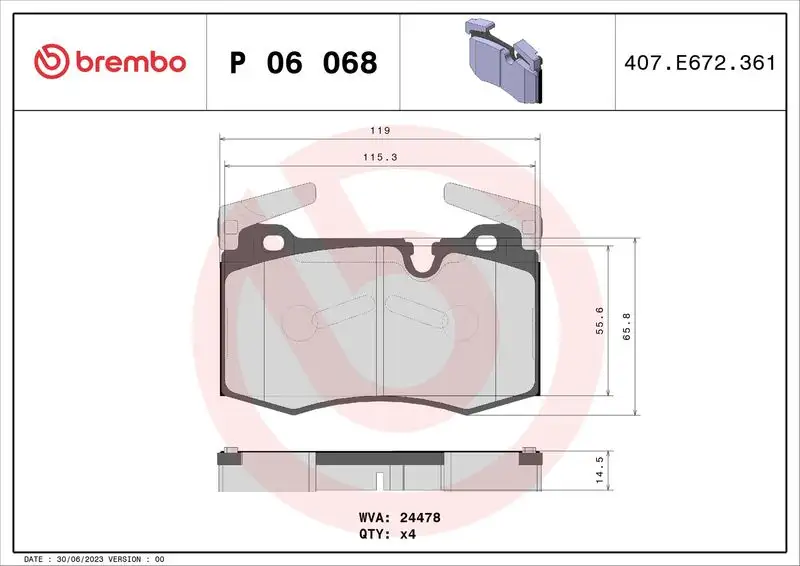 BREMBO P06068 Ön Fren Balatası 34116784726 resmi