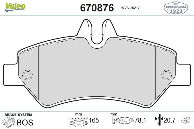 VALEO 670876 Arka Fren Balatası resmi