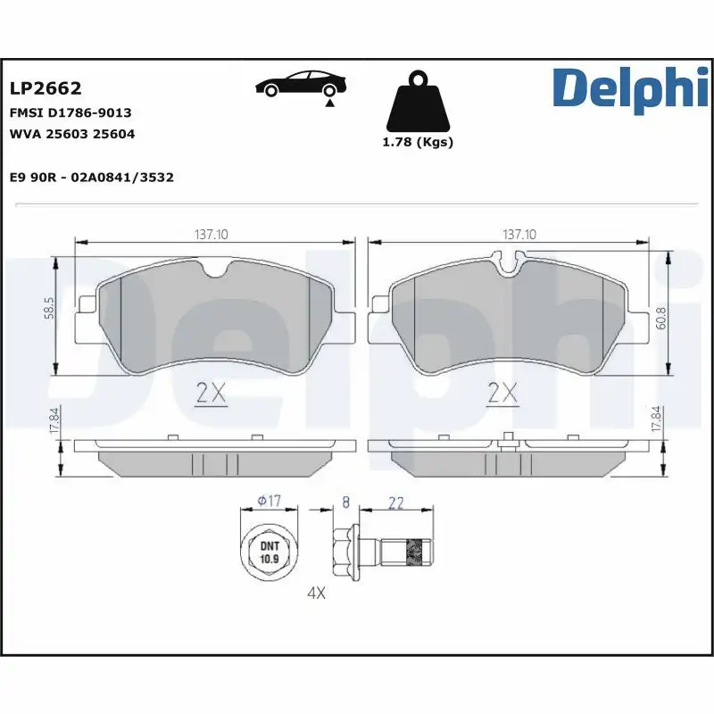 DELPHI LP2662 Arka Fren Balatası resmi