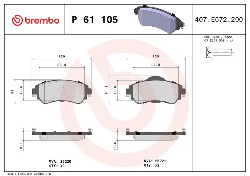 BREMBO P61105 Ön Fren Balatası 1617273280 resmi