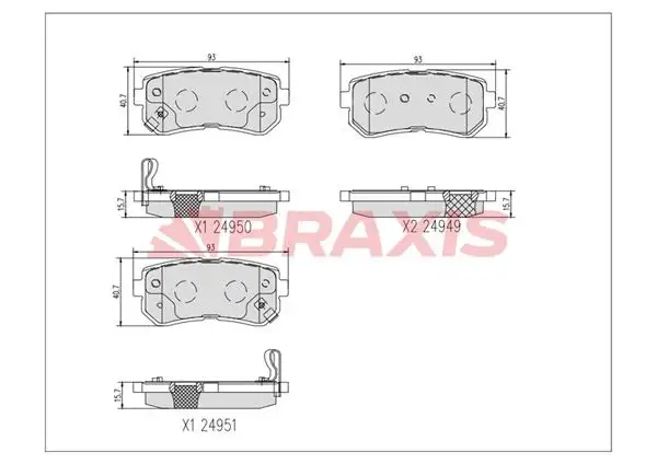 BRAXIS AA0753 Arka Fren Balatası 58302D7A00 resmi