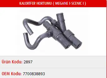 MASTER M2897 Kalorifer Hortumu 7700838893 resmi