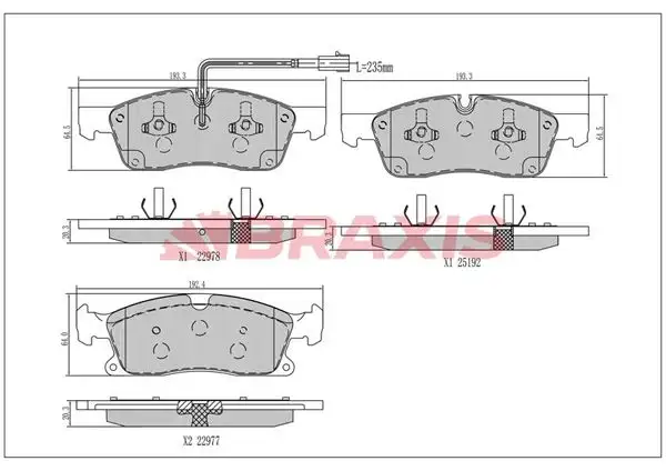 BRAXIS AA0717 Ön Fren Balatası 673004427 resmi
