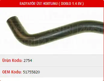 MASTER M2754 Radyatör Üst Hortumu 51755820 resmi