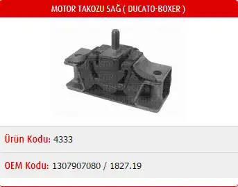 MASTER M4333 Motor Takozu (Sağ) 182719 resmi