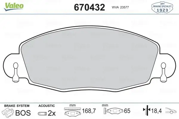 VALEO 670432 Ön Fren Balatası resmi