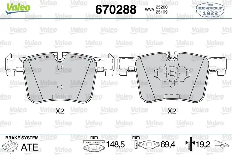 VALEO 670288 Ön Fren Balatası resmi
