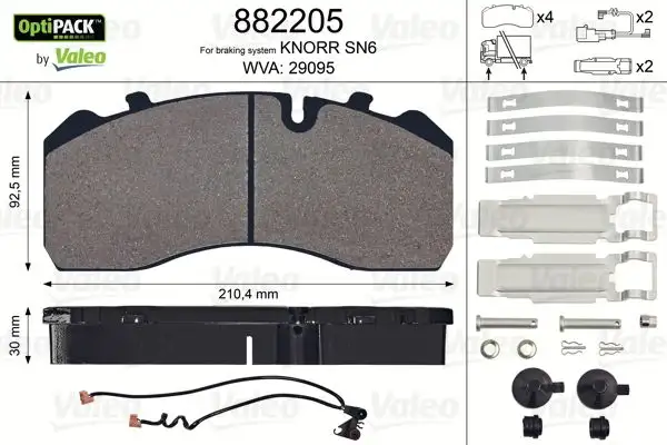 VALEO 882205 Ön Fren Balatası resmi
