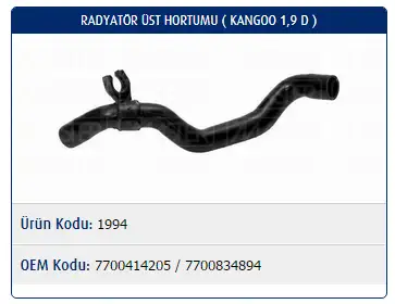 MASTER M1994 Radyatör Üst Hortumu resmi