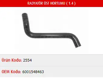 MASTER M2554 Radyatör Üst Hortumu 6001548463 resmi