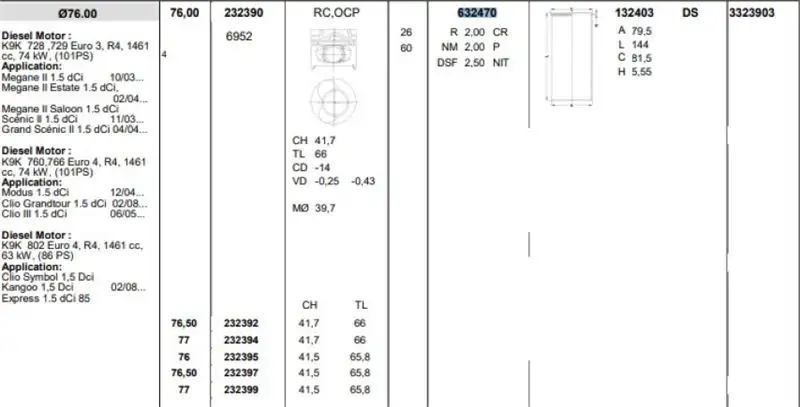 KONEKS 632470 Motor Segmanı (STD) 7701473144 resmi