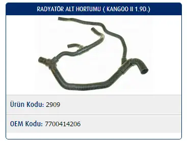 MASTER M2909 Radyatör Alt Hortumu 7700414206 resmi