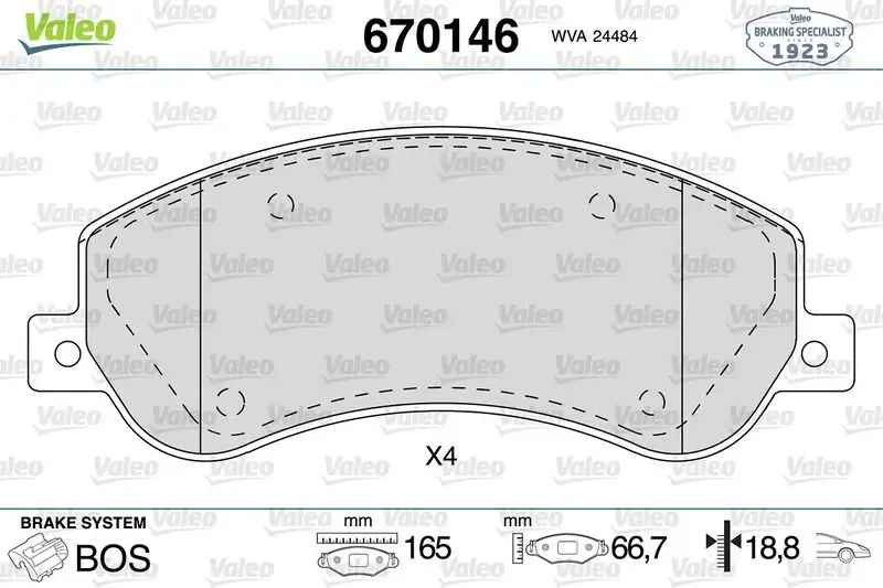 VALEO 670146 Ön Fren Balatası resmi
