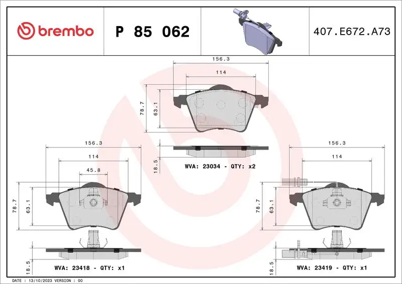 BREMBO P85062 Ön Fren Balatası resmi