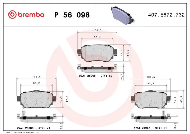 BREMBO P56098 Arka Fren Balatası resmi