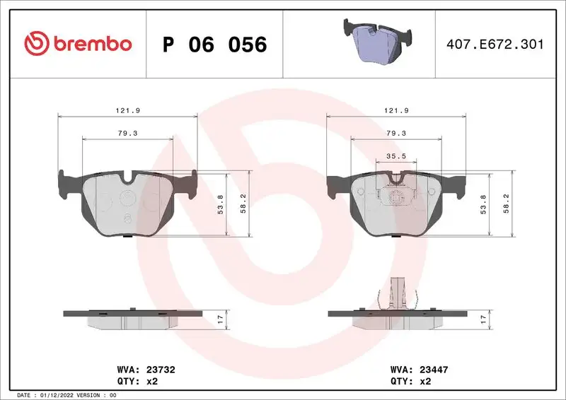 BREMBO P06056 Arka Fren Balatası resmi