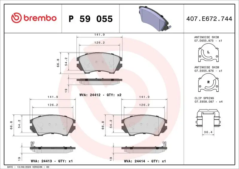 BREMBO P59055 Ön Fren Balatası resmi