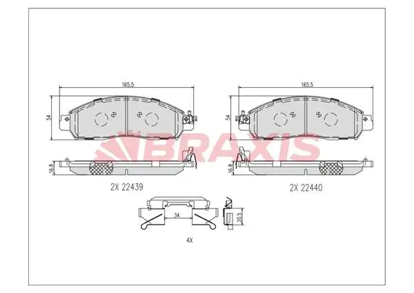 BRAXIS AB0620 Ön Fren Balatası resmi