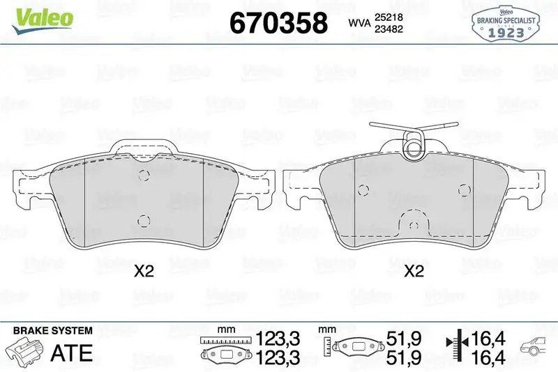 VALEO 670358 Arka Fren Balatası resmi