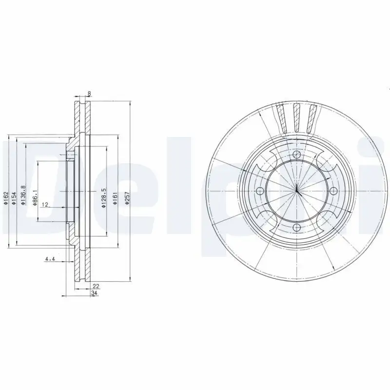 DELPHI BG2628 Ön Fren Diski 5171228300 resmi