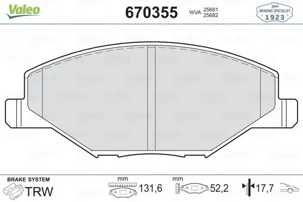 VALEO 670355 Ön Fren Balatası resmi