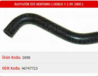 MASTER M2698 Radyatör Üst Hortumu 46747723 resmi