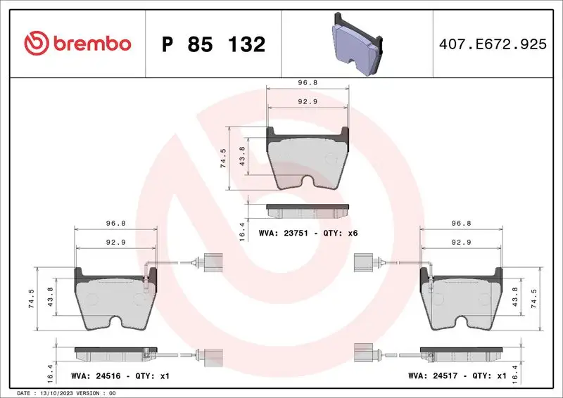BREMBO P85132 Ön Fren Balatası resmi