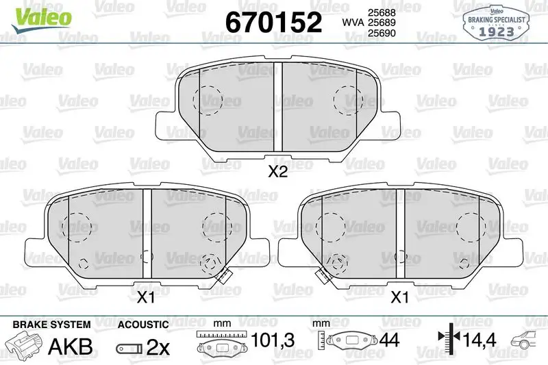 VALEO 670152 Arka Fren Balatası resmi