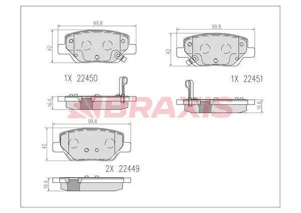 BRAXIS AB0609 Arka Fren Balatası 77367717 resmi