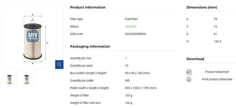 UFI 26.007.00 Yakıt Filtresi 3C0127434 resmi