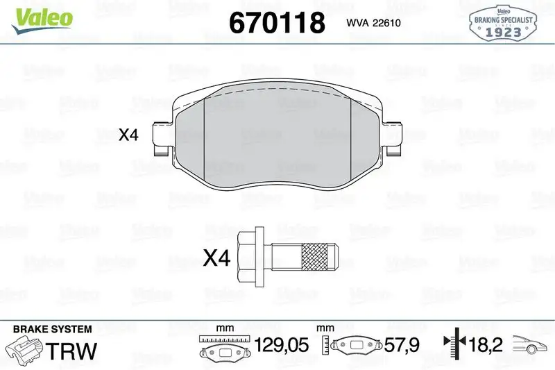 VALEO 670118 Ön Fren Balatası 410605929R resmi