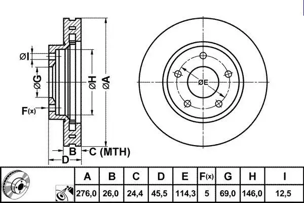 MGA 50287 Ön Fren Diski 4615A115 resmi